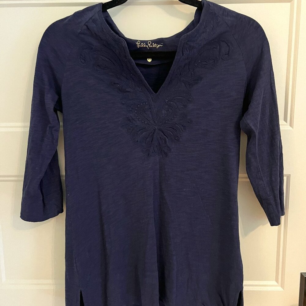Lilly Pulitzer Nave 3/4 sleeve T with embroidery XS